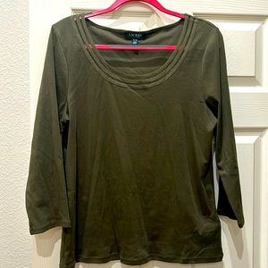 Ralph Lauren women’s XL dark olive green top 3/4 sleeve